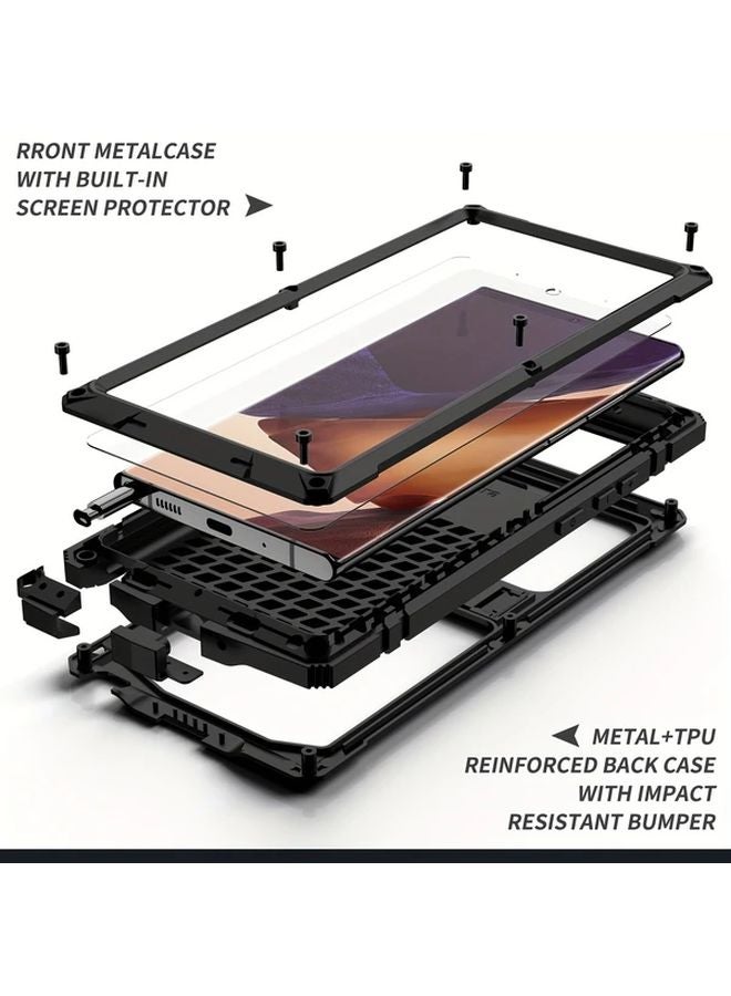 Black Shockproof Rugged Metal Phone Case For Samsung Galaxy S23 Plus - Image 2